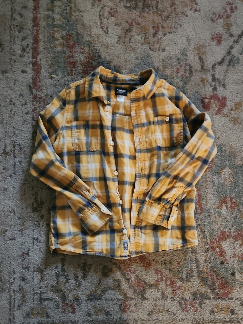 OshKosh B'gosh Yellow and Blue Plaid Button-Down Shirt